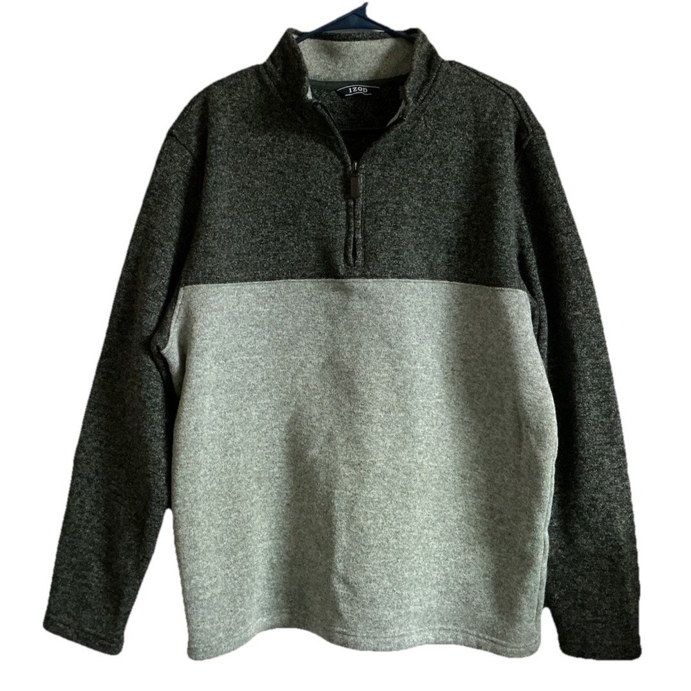 Izod‎ Men's Quarter 1/4 Zip Pullover Sweater Gray Long Sleeve, Size XL